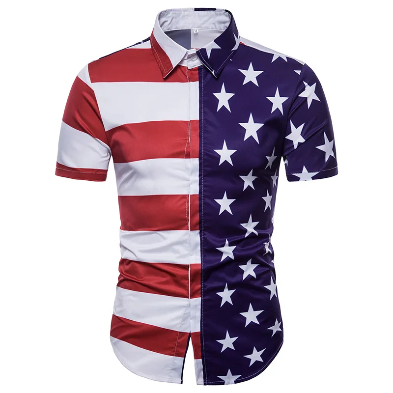 Fashion Striped American Flag Print Dress Shirt Men Brand New Slim Fit Short Sleeve Camisa Masculina Casual Brand Shirt Men
Fashion Striped American Flag Print Dress Shirt Men Brand New Slim Fit Short Sleeve Camisa Masculina Casual Brand Shirt Men