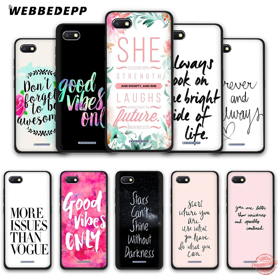 WEBBEDEPP Proverb Phrase Motto Good Vibes Only Love Soft Phone Case for Redmi Note 8 7 6 5 Pro 4A 5A 6A 4X 5 Plus S2 Go Cases
WEBBEDEPP Proverb Phrase Motto Good Vibes Only Love Soft Phone Case for Redmi Note 8 7 6 5 Pro 4A 5A 6A 4X 5 Plus S2 Go Cases