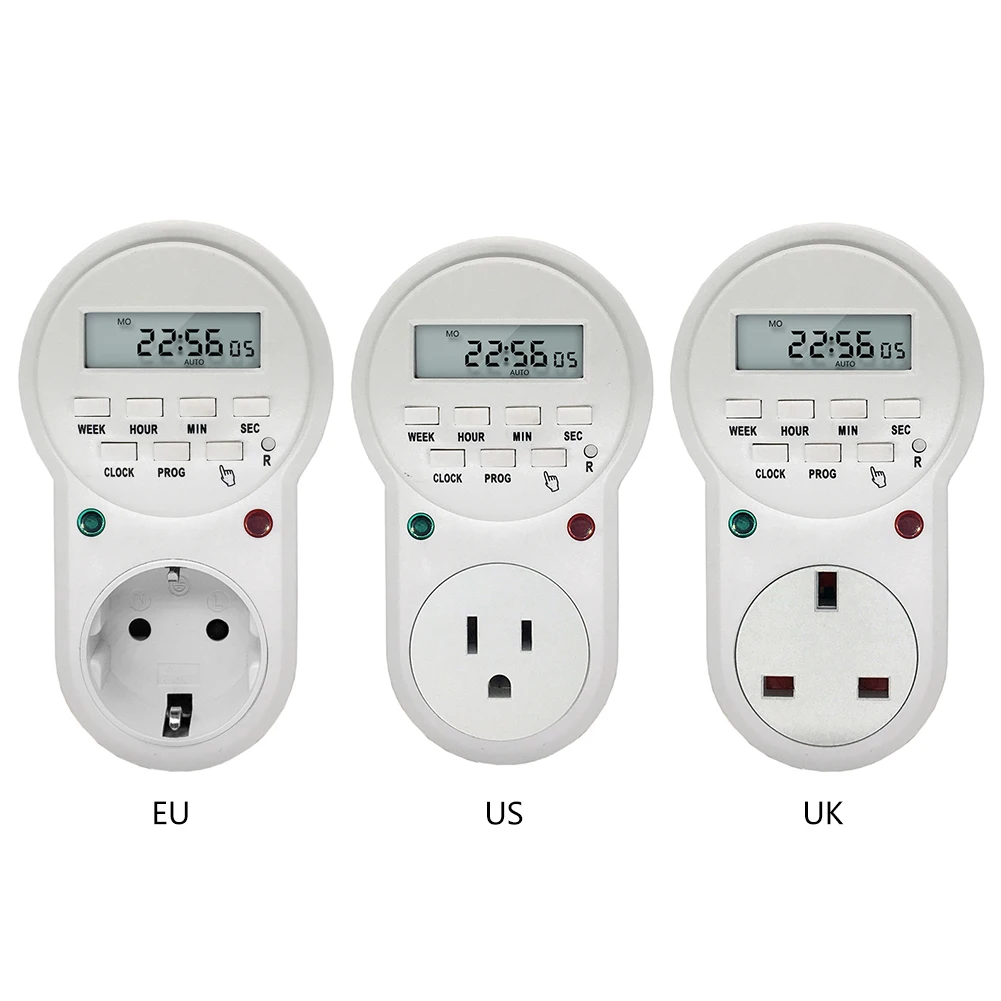 220v-230V Timer in Switch Socket Digital LCD Power Timer Energy-saving Programmable Time Switch EU /US /UK Plug temporizador P2
220v-230V Timer in Switch Socket Digital LCD Power Timer Energy-saving Programmable Time Switch EU /US /UK Plug temporizador P2