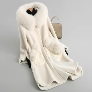 New100% Wool Jacket Fox Fur Hooded Mink Fur Pocket Real Fur Coat Autumn Winter Coat Women European Long Coats Z831
New100% Wool Jacket Fox Fur Hooded Mink Fur Pocket Real Fur Coat Autumn Winter Coat Women European Long Coats Z831