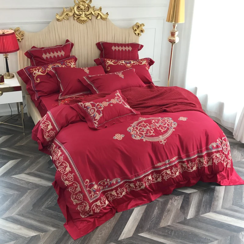 2018 European Style Red Wedding Duvet Cover Set Embroidery Bed Cover 4Pc Queen King Size Bedlinens Flat Sheet Bedding
2018 European Style Red Wedding Duvet Cover Set Embroidery Bed Cover 4Pc Queen King Size Bedlinens Flat Sheet Bedding