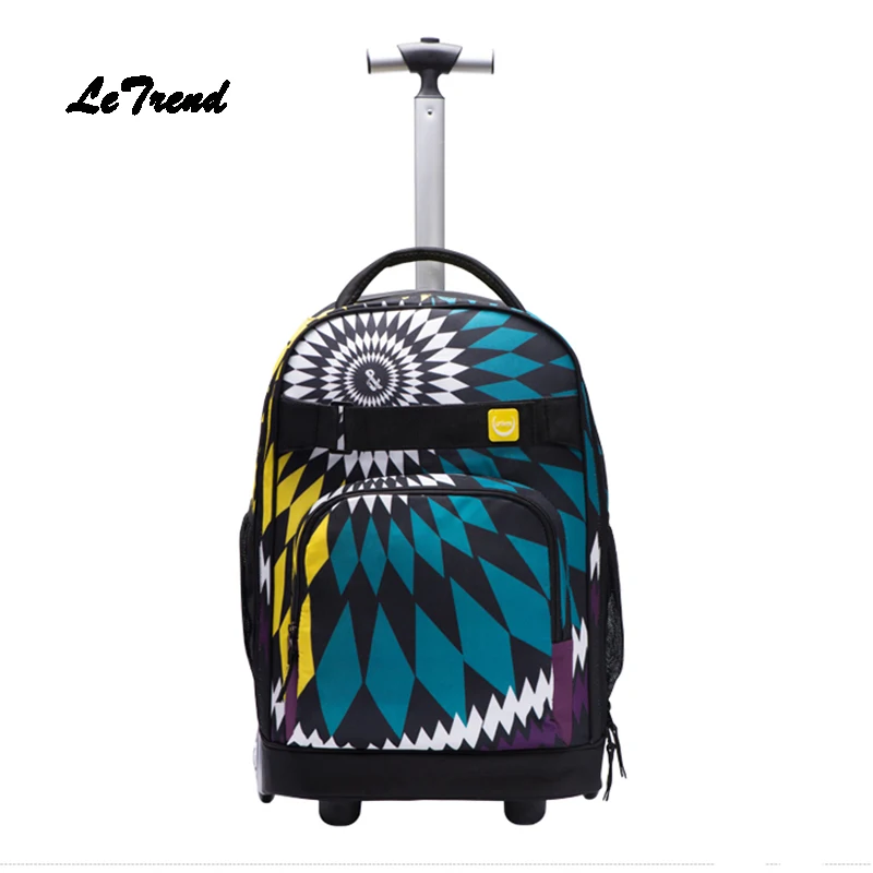 

LeTrend Fashion SchoolBag Travel Bag large capacity Rolling Luggage Suitcases Wheel Cabin Shoulder Bags Multifunction Backpack