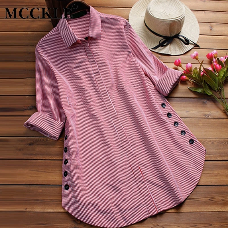 Women Long Sleeve Plaid Blouse 2019 Autumn Button Loose Long Shirt Female Casual Plus Size Work Office Blouse Tops Plus Size 5XL
Women Long Sleeve Plaid Blouse 2019 Autumn Button Loose Long Shirt Female Casual Plus Size Work Office Blouse Tops Plus Size 5XL