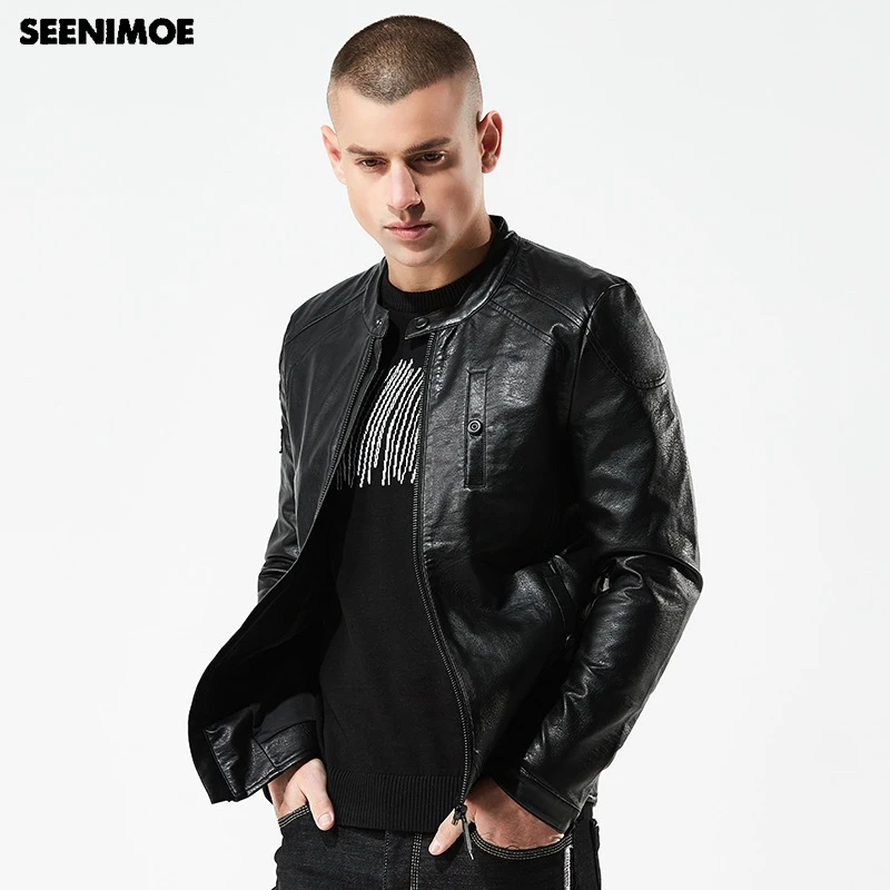 Seenimoe PU Leather Jacket Men Moto Biker Black Leather Coat Full Sleeve Motorcycle Coat Faux Leather 2019 Outwear Mens Jacket
Seenimoe PU Leather Jacket Men Moto Biker Black Leather Coat Full Sleeve Motorcycle Coat Faux Leather 2019 Outwear Mens Jacket
