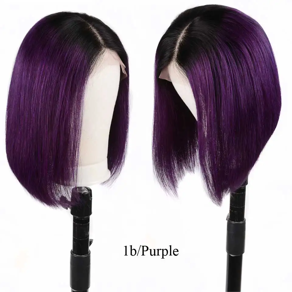 13x6 Short Lace Front Human Hair Wigs 1B/Purple Ombre Straight Lace Front Wig Bob Remy Brazilian Lace Frontal Wig For Women
13x6 Short Lace Front Human Hair Wigs 1B/Purple Ombre Straight Lace Front Wig Bob Remy Brazilian Lace Frontal Wig For Women