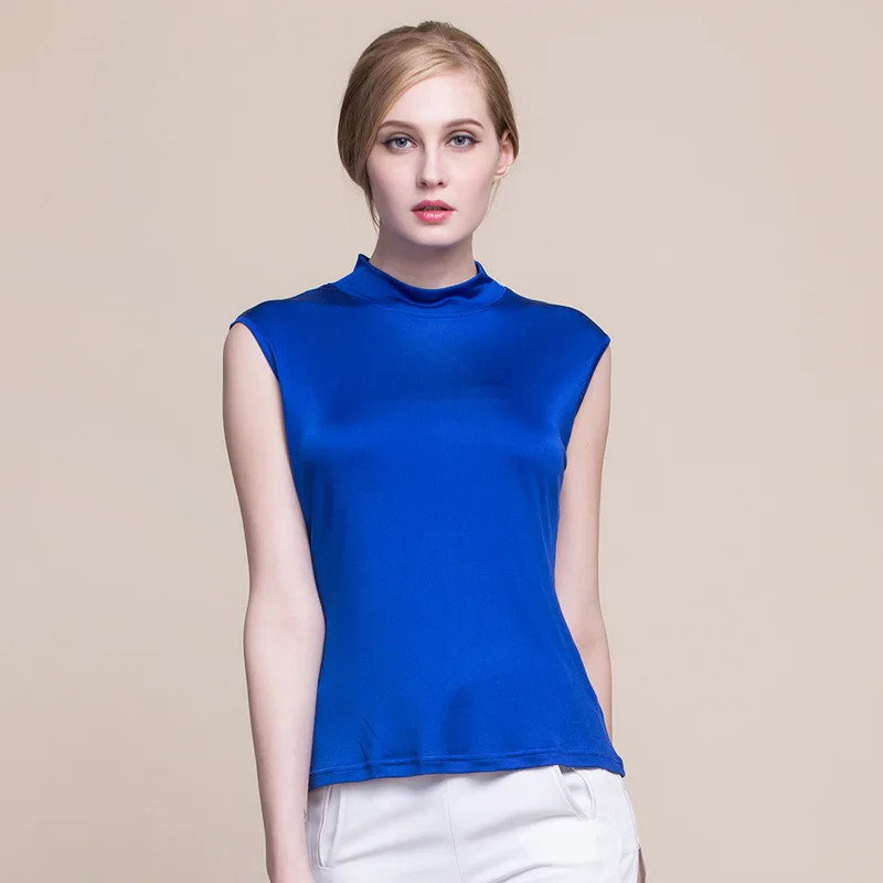 Summer Women 100% Real Silk Tank Tops Casual Knitted Half High Collar Shirts Comfortable Breathable Loose T-shirts 1155 
Summer Women 100% Real Silk Tank Tops Casual Knitted Half High Collar Shirts Comfortable Breathable Loose T-shirts 1155