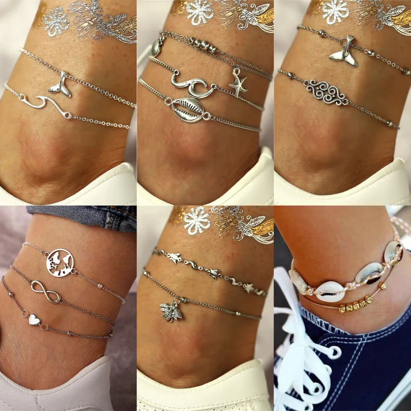 Boho Sea Shell Beach Anklets For Women Starfish Infinity Silver Ankle Bracelet Leg Foot Chain Simple Anklet Tobilleras Conchas
Boho Sea Shell Beach Anklets For Women Starfish Infinity Silver Ankle Bracelet Leg Foot Chain Simple Anklet Tobilleras Conchas