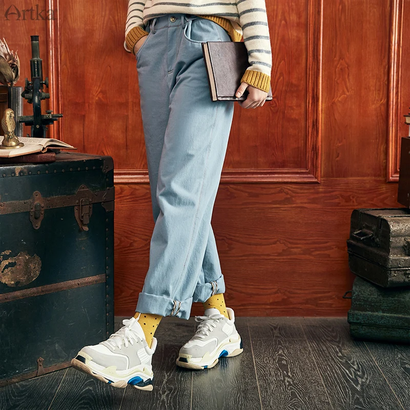 ARTKA 2019 New Autumn Winter Women Pant Loose Fashion Wide Leg Pants 100% Cotton Casual Pants Solid Color Pocket Pant KA10288D
ARTKA 2019 New Autumn Winter Women Pant Loose Fashion Wide Leg Pants 100% Cotton Casual Pants Solid Color Pocket Pant KA10288D