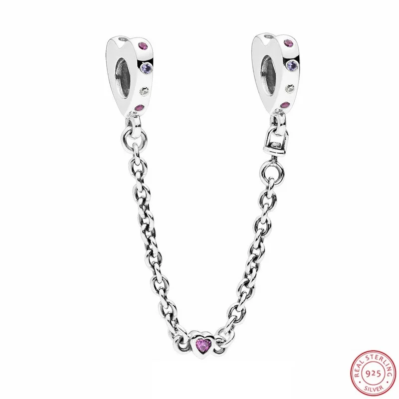 925 Sterling Silver Bright Hearts Safety Chains Beads Pink Crystals DIY Fit PANDORA Charms for Jewelry Making on Bracelets SF025
925 Sterling Silver Bright Hearts Safety Chains Beads Pink Crystals DIY Fit PANDORA Charms for Jewelry Making on Bracelets SF025