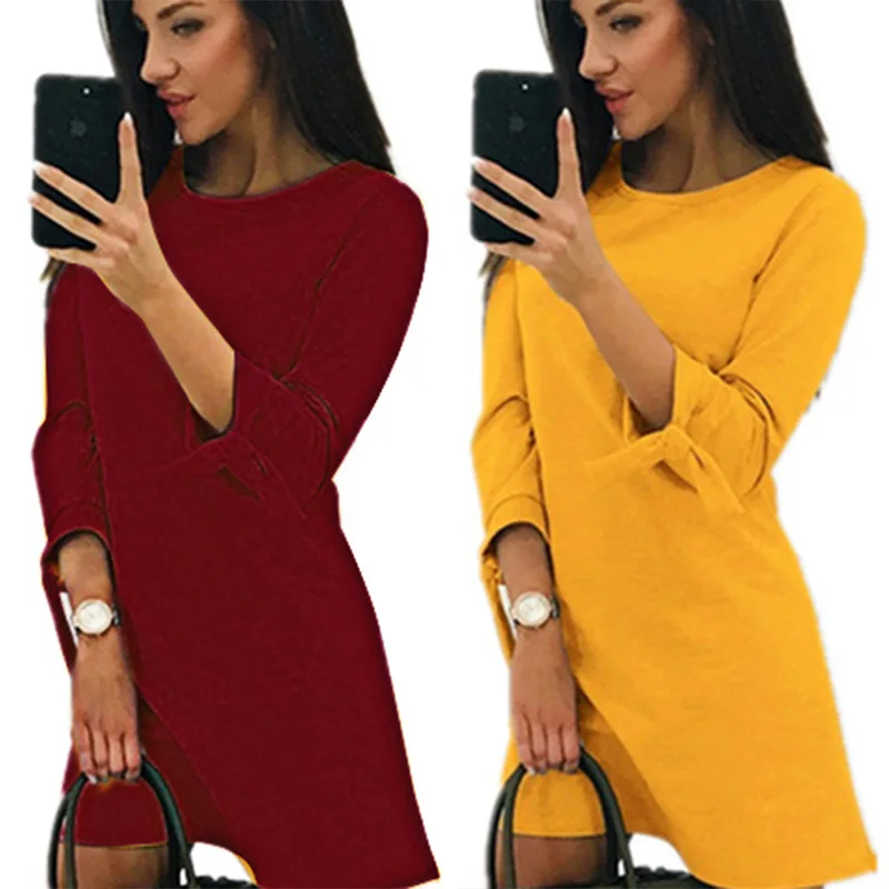 Women One-pieces Dress Solid Color O-Neck Long Sleeves Strappy Dress for Summer TT@88
Women One-pieces Dress Solid Color O-Neck Long Sleeves Strappy Dress for Summer TT@88