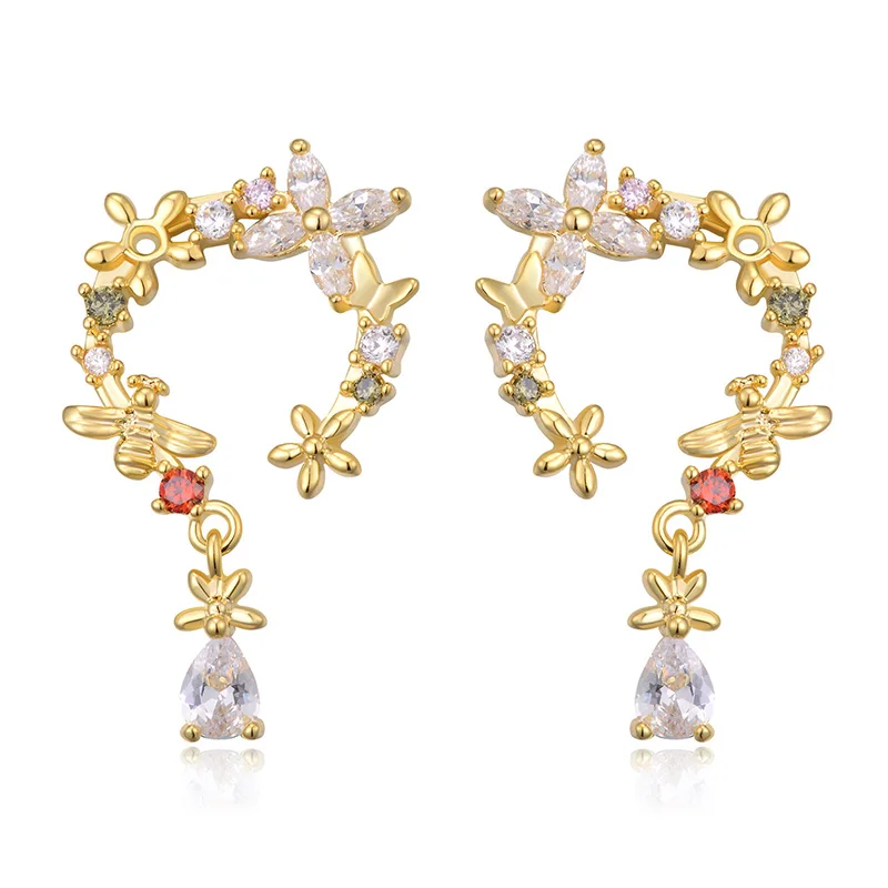HONGYE Gold Drop Earrings for women AAA Zircon Bling Bling Dangling Earring for Weddings Fashion Jewelry Brincos 2019
HONGYE Gold Drop Earrings for women AAA Zircon Bling Bling Dangling Earring for Weddings Fashion Jewelry Brincos 2019