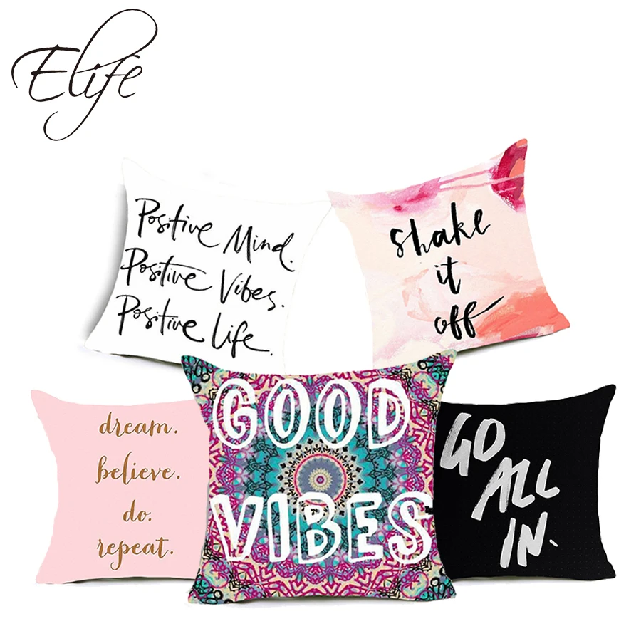 Elife Polyester Letter Cushion Cover Square Pillow Case Good Vibes Pillows Cover For Sofa Car waist Home Decorative 45*45cm
Elife Polyester Letter Cushion Cover Square Pillow Case Good Vibes Pillows Cover For Sofa Car waist Home Decorative 45*45cm