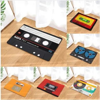 

1 pc Retro Entrance Mat Anti-Slip Doormat Cassette Tape Radio Carpets Bedroom Rugs Decorative Stair Mats Home Decor