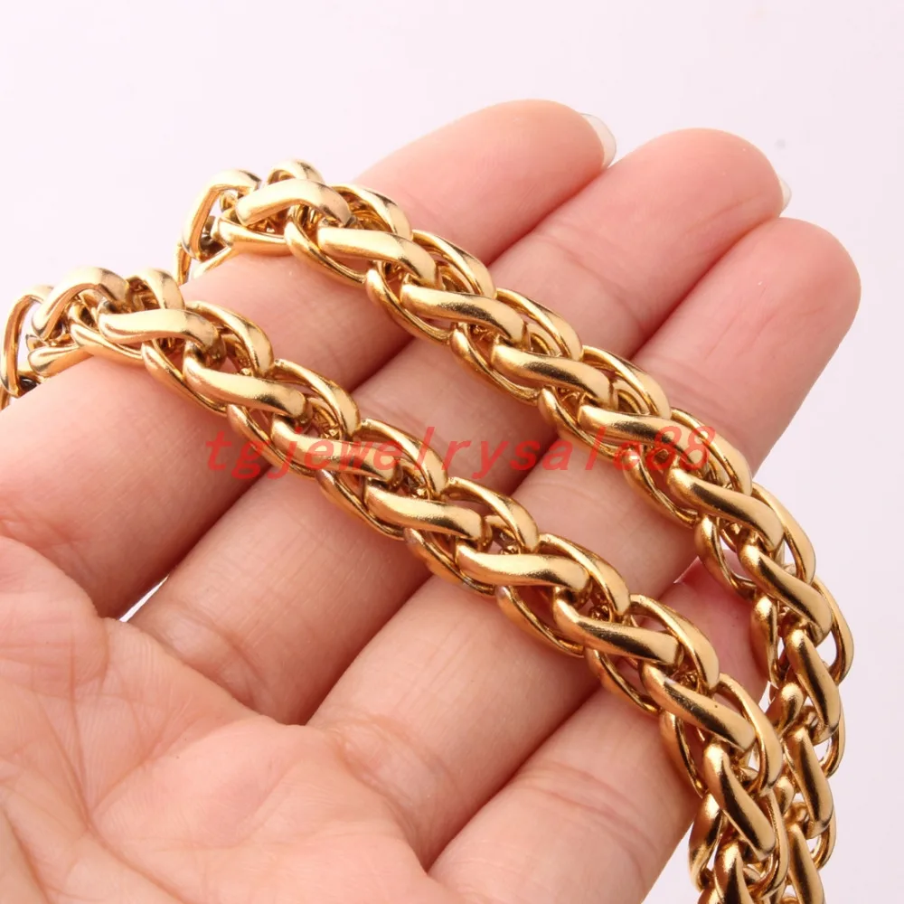 Perfect 7mm Wide Gold Color Stainless Steel Wheat Chain Necklace Or Bracelet Cool Men's Womens Fashion Jewelry 7-40" Custom Size
Perfect 7mm Wide Gold Color Stainless Steel Wheat Chain Necklace Or Bracelet Cool Men's Womens Fashion Jewelry 7-40" Custom Size