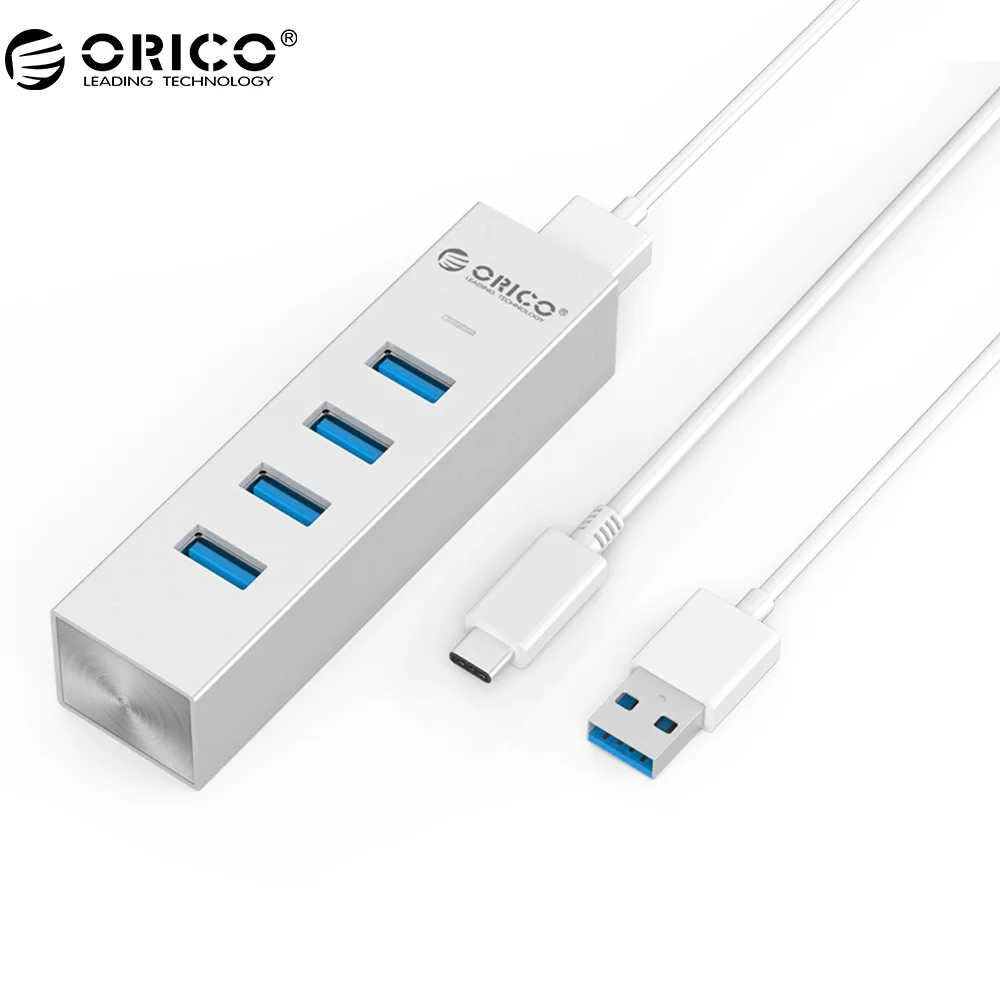 ORICO Mac Style Aluminum 4 Port USB3.0 HUB With Type C Cable 5Gbps SuperSpeed Mini Desktop HUB - Silver( ASH4-U3)
ORICO Mac Style Aluminum 4 Port USB3.0 HUB With Type C Cable 5Gbps SuperSpeed Mini Desktop HUB - Silver( ASH4-U3)
