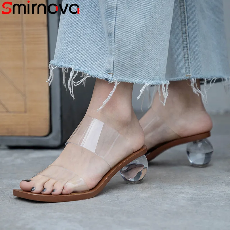 Smirnova size 34-40 new summer sandals Sheepskin insole casual transparent PVC round toe shallow high heels women sandals 2019
Smirnova size 34-40 new summer sandals Sheepskin insole casual transparent PVC round toe shallow high heels women sandals 2019