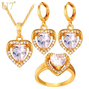 U7 Cubic Zirconia Wedding Jewelry Sets For Women Gold/Silver Color Love Heart Earrings Ring Necklace Set For Women S725
U7 Cubic Zirconia Wedding Jewelry Sets For Women Gold/Silver Color Love Heart Earrings Ring Necklace Set For Women S725