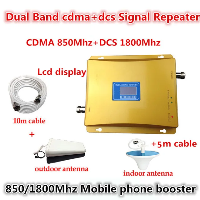 LCD Display DCS 1800MHz CDMA 850Mhz Dual Band Mobile Phone Signal Booster Cell Phone 2g 3g wifi 4G LTE Signal Repeater + Antenna
LCD Display DCS 1800MHz CDMA 850Mhz Dual Band Mobile Phone Signal Booster Cell Phone 2g 3g wifi 4G LTE Signal Repeater + Antenna
