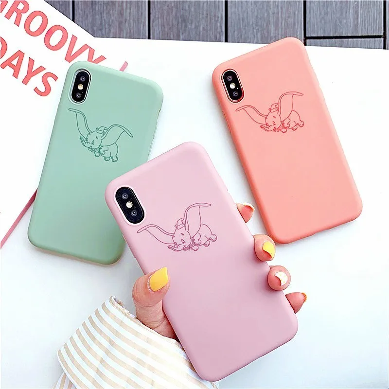 Soft Silicone Phone Case For iPhone 7 case X Xs Mas Xr 8 6Plus Cute Dumbo elephant circus Candy Color Cartoon Simple back Cover
Soft Silicone Phone Case For iPhone 7 case X Xs Mas Xr 8 6Plus Cute Dumbo elephant circus Candy Color Cartoon Simple back Cover
