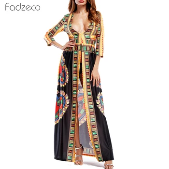 Fadzeco African Dress For Women Summer Beach Maxi Dress 3/4 Sleeves Casual V-Neck Slit Sexy Print Robe Dashiki African Clothing 
Fadzeco African Dress For Women Summer Beach Maxi Dress 3/4 Sleeves Casual V-Neck Slit Sexy Print Robe Dashiki African Clothing