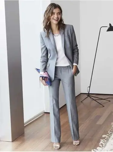 grey formal suit for ladies