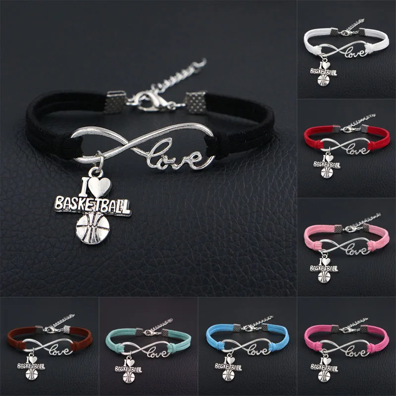 2019 I Love Sport Basketball Ball Heart Charms Bracelet Antique Silver Love Infinity Leather Bracelets For Women Fashion Jewelry
2019 I Love Sport Basketball Ball Heart Charms Bracelet Antique Silver Love Infinity Leather Bracelets For Women Fashion Jewelry