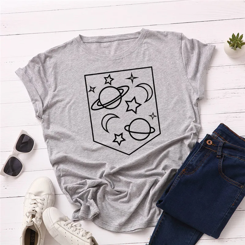 Plus Size 5XL New Moon Star Planet Print T Shirt Women 100% Cotton O Neck Short Sleeve Summer T-Shirt Tops Casual Tshirt
Plus Size 5XL New Moon Star Planet Print T Shirt Women 100% Cotton O Neck Short Sleeve Summer T-Shirt Tops Casual Tshirt