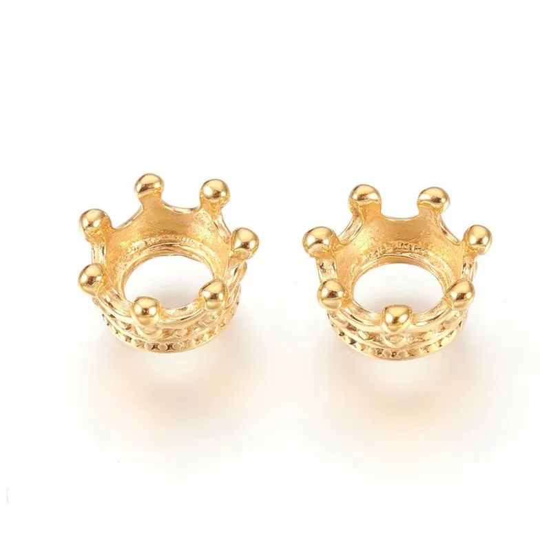 10pcs 304 Stainless Steel Crown Spacer Loose Beads for Jewelry DIY Bracelet Making, Large Hole Beads, 10x5.5mm, Hole: 5mm F60
10pcs 304 Stainless Steel Crown Spacer Loose Beads for Jewelry DIY Bracelet Making, Large Hole Beads, 10x5.5mm, Hole: 5mm F60
