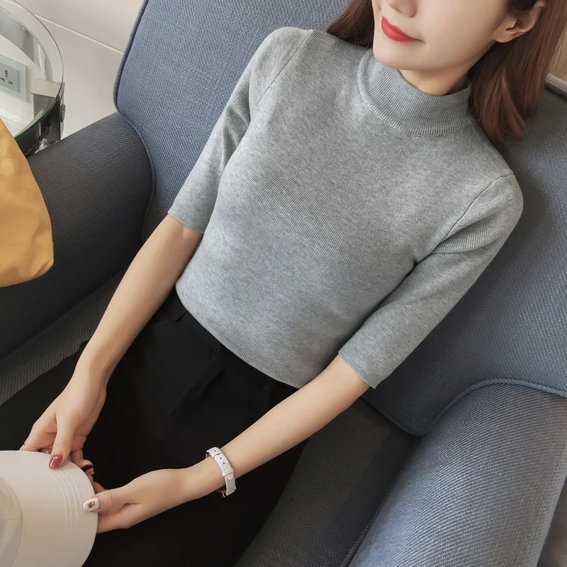 Spring Autumn Women Sweaters O Neck Half Sleeve Solid Knitted Top Femme Truien dames Slim Thin Maglioni donna
Spring Autumn Women Sweaters O Neck Half Sleeve Solid Knitted Top Femme Truien dames Slim Thin Maglioni donna