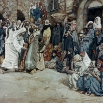 Suffer the Little Children Come Unto Me James Tissot (1836-1902 French) Poster Print (24 x 36)