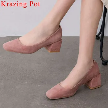 2019 British style dress slip on kid suede classic shallow pumps square toe thick med heels elegant lady party dancing shoes L12
2019 British style dress slip on kid suede classic shallow pumps square toe thick med heels elegant lady party dancing shoes L12