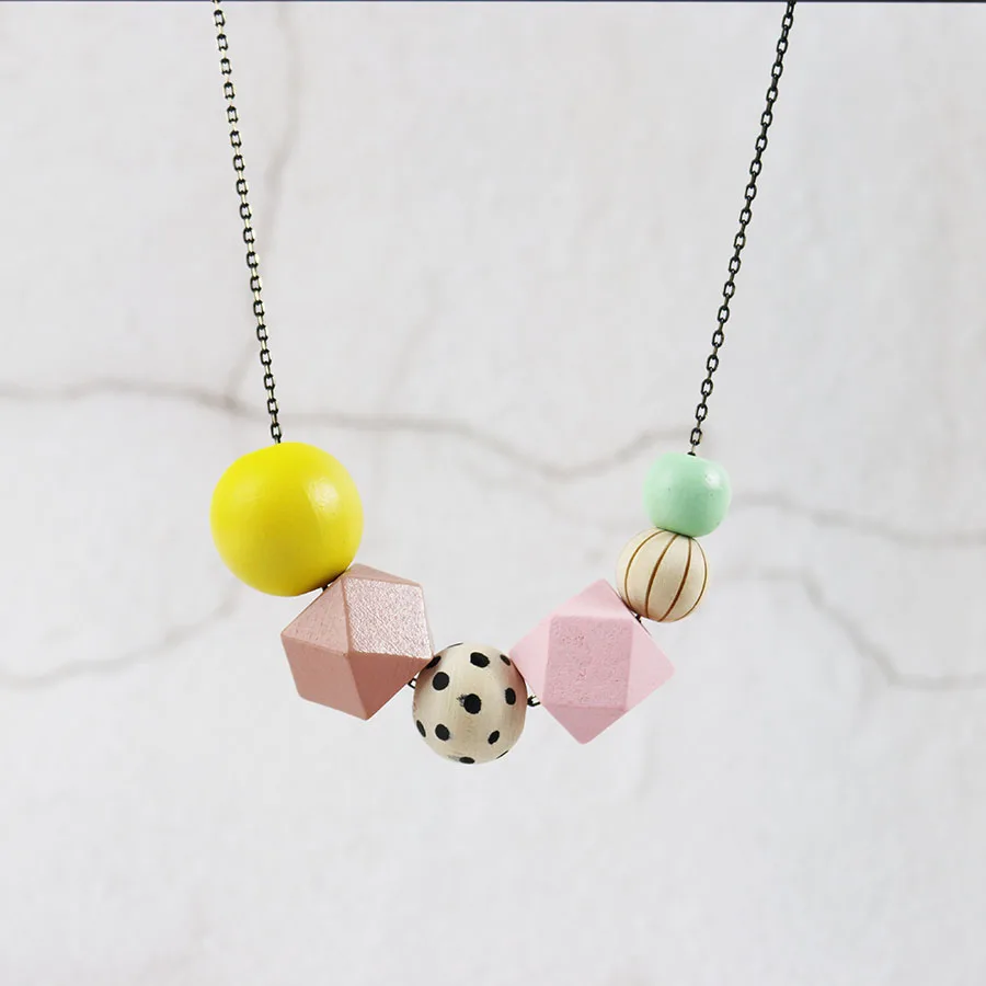 Color Block Wooden Beads Necklace Hand Painted Dots Mint Round Beads Jewelry Adjustable Long Necklace
Color Block Wooden Beads Necklace Hand Painted Dots Mint Round Beads Jewelry Adjustable Long Necklace