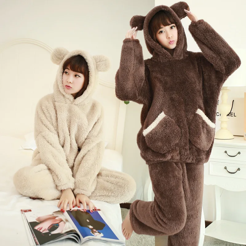 Winter Pijama Mujer FLannel Bear Sleepwear Women Pajamas Sets Girls Full Sleeve Pyjamas Set Homewear Pyjama Femme Home Clothing
Winter Pijama Mujer FLannel Bear Sleepwear Women Pajamas Sets Girls Full Sleeve Pyjamas Set Homewear Pyjama Femme Home Clothing