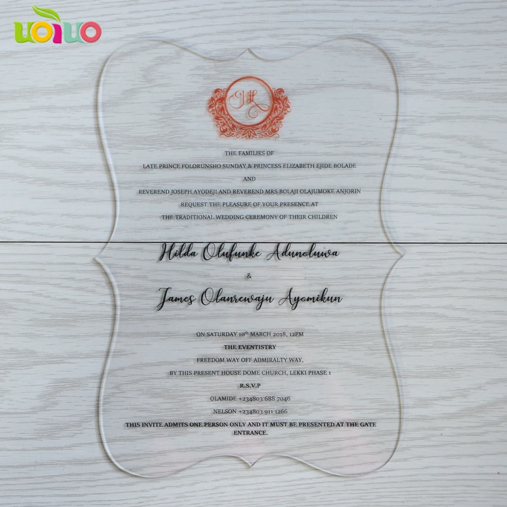 Free logo custom printed wholesale wedding invitation card acrylic invitation cards
Free logo custom printed wholesale wedding invitation card acrylic invitation cards