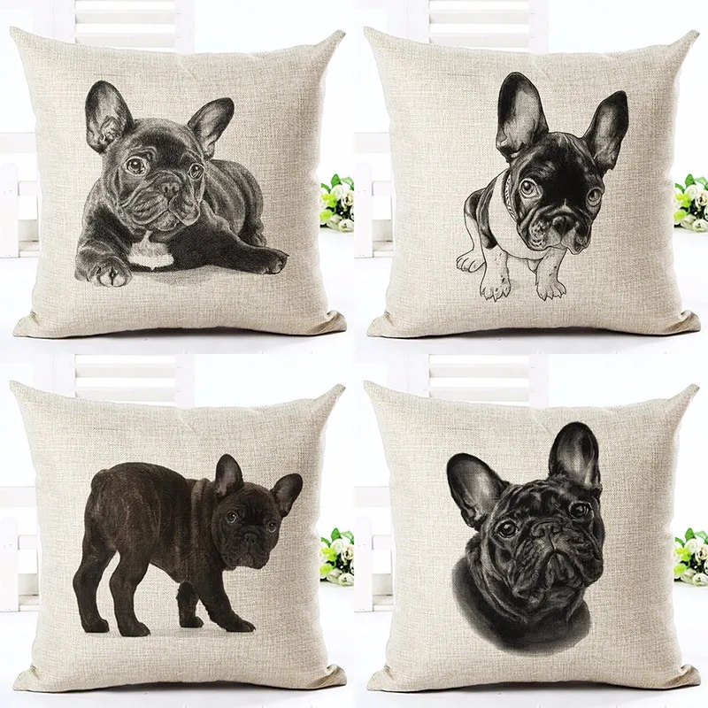 

Home Decorative Pillow Car Sofa Bull terrier Dog Cushion Throw Pillow Case French Bulldog Fundas Almofadas Cojines Cushions 3D
