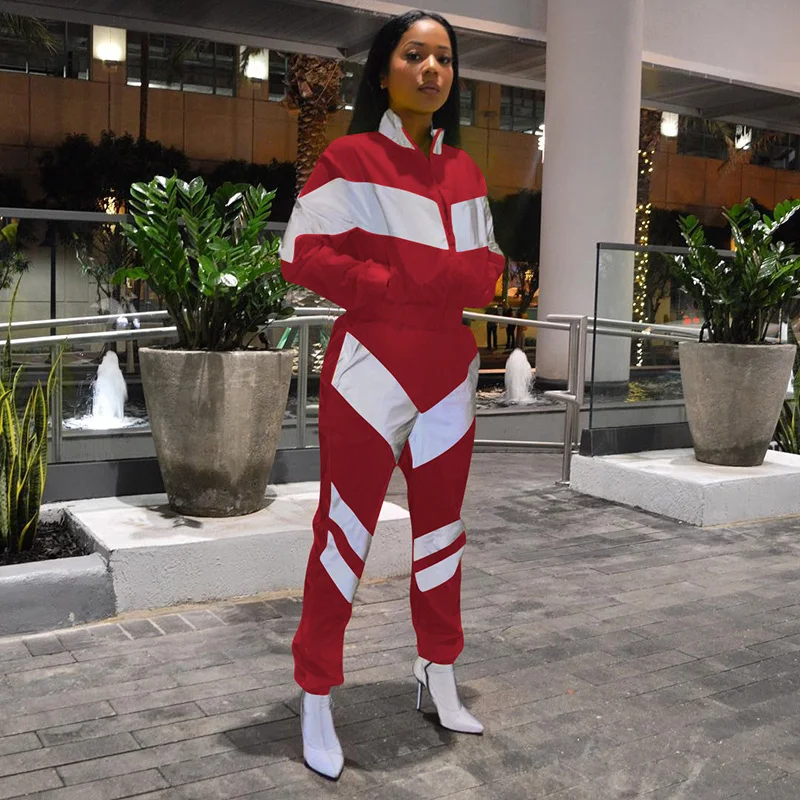Street Reflective Patchwork Women 2 Piece Set Casual Stripe Zipper Top And Jogger Pants Sweat Suit Sexy 2pcs Tracksuit Outfit
Street Reflective Patchwork Women 2 Piece Set Casual Stripe Zipper Top And Jogger Pants Sweat Suit Sexy 2pcs Tracksuit Outfit