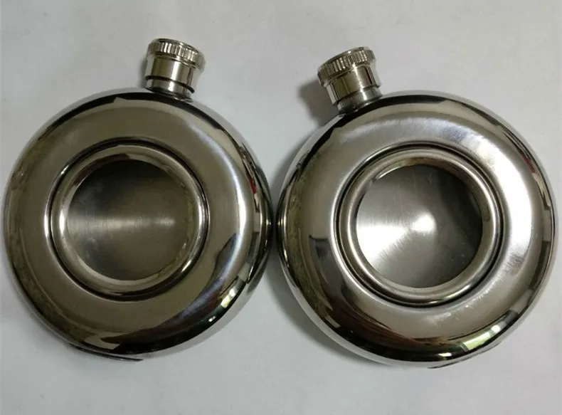 Description Picture 5 of item5oz Stainless Steel Hip Flask Pocket Flagon Whiskey Vodka Bottle Single-sided Round Glass Russia Portable Fashion Flagon