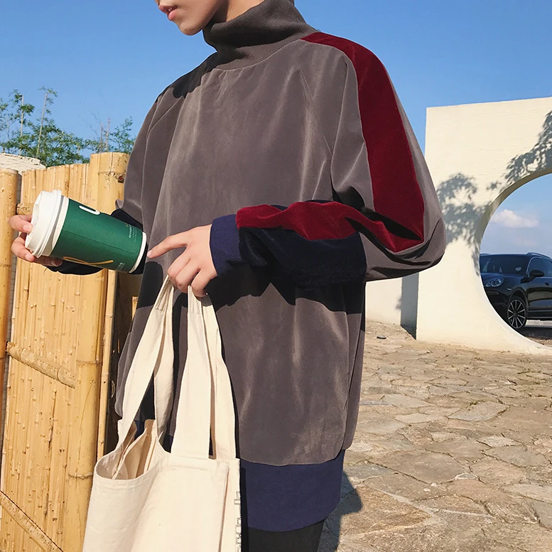 Casual Strip Suede Fabric Turtleneck Long Sleeve Men Hoodies 2019 Autumn Streetwear Warm High Loose Leisure Pullover Male M-2XL
Casual Strip Suede Fabric Turtleneck Long Sleeve Men Hoodies 2019 Autumn Streetwear Warm High Loose Leisure Pullover Male M-2XL