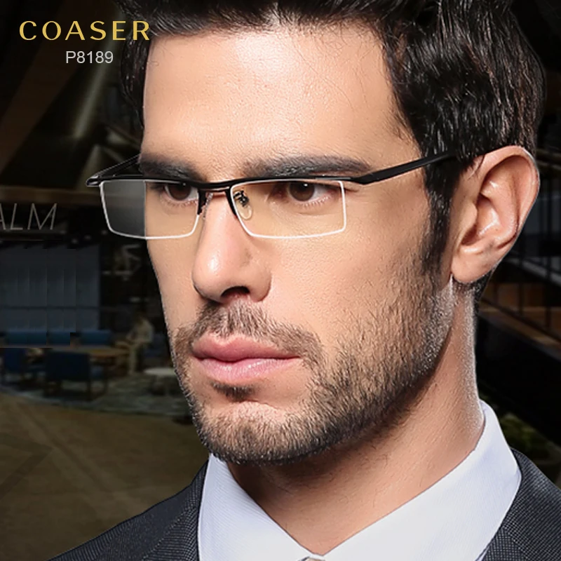 Image Glasses frame Men Half Brand designer Titanium rimless eyeglasses frame designer suit reading glasses optical prescpriton lenses