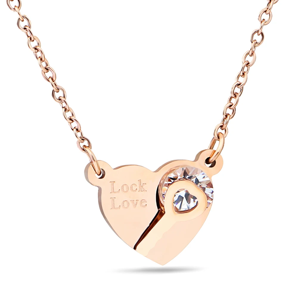 Rose Gold Color 316L Stainless Steel Crystal Key Heart Pendant Jewelry fashion choker necklaces for women
Rose Gold Color 316L Stainless Steel Crystal Key Heart Pendant Jewelry fashion choker necklaces for women