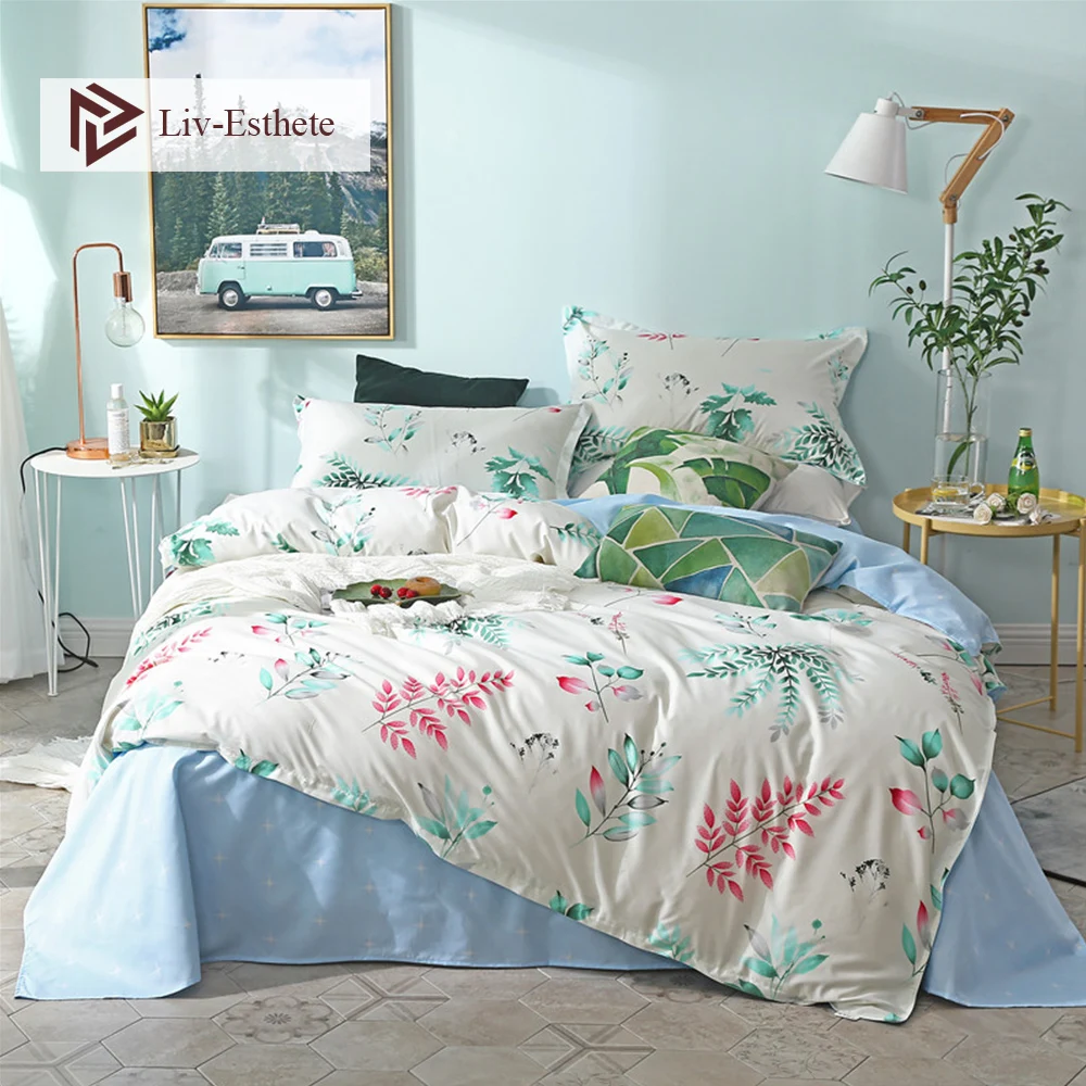 Liv-Esthete Fashion Green Plant Bedding Set Double Queen King Duvet Cover Pillowcase Blue Flat Sheet Bed Linen For Adult
Liv-Esthete Fashion Green Plant Bedding Set Double Queen King Duvet Cover Pillowcase Blue Flat Sheet Bed Linen For Adult