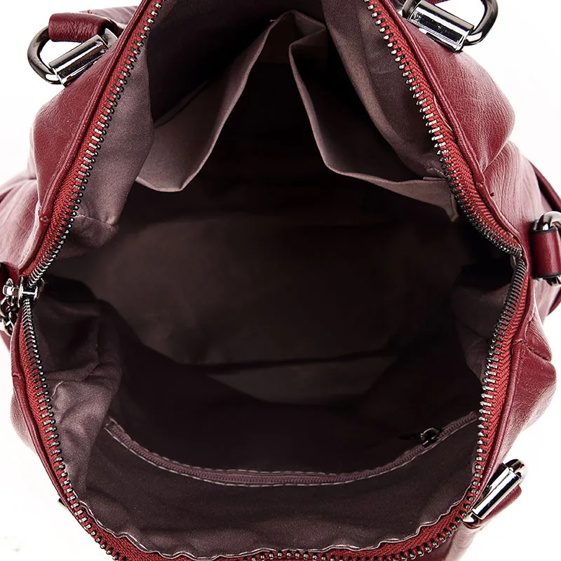 Women Multifunction Backpack Leather Tassel Shoulder Bag Large Capacity Backbag Female Zipper School Bag Girl Travel Bag Mochila 27
