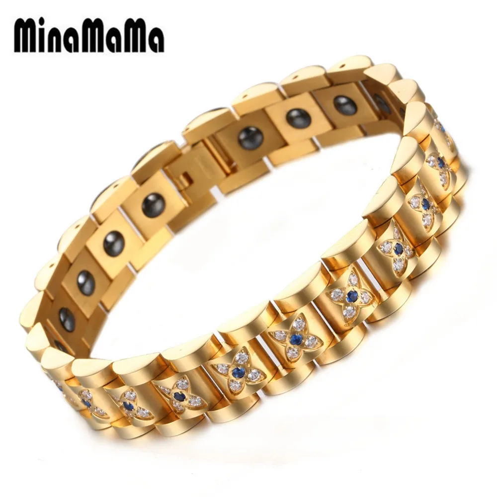 New Gold Color Shiny Zircon Stainless Steel Hematite Bracelets for Woman Man Jewelry Energy Power Healthy Therapy bracelets
New Gold Color Shiny Zircon Stainless Steel Hematite Bracelets for Woman Man Jewelry Energy Power Healthy Therapy bracelets