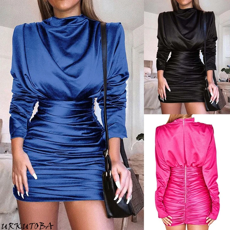 Women Sexy Bodycon Long Sleeve Ruffled Lady Party Slim Club Wear Short Mini Vintage Draped Dress
Women Sexy Bodycon Long Sleeve Ruffled Lady Party Slim Club Wear Short Mini Vintage Draped Dress