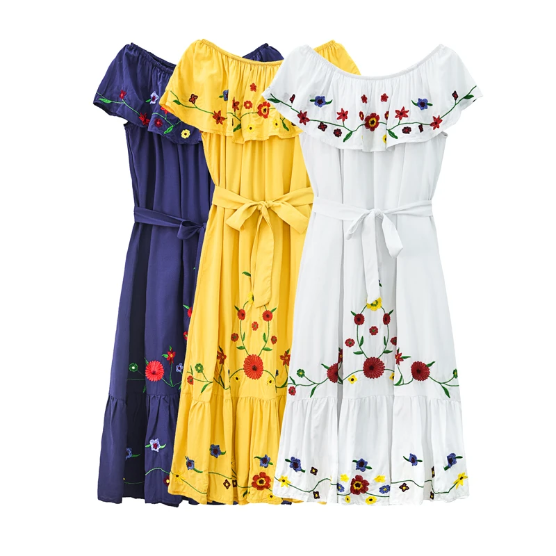 HAMALIEL Plus Size Summer Boho Holiday Midi Dress Sexy Women Off Shoulder Ruffles Embroidery Floral Loose With Belt Maxi Dress
HAMALIEL Plus Size Summer Boho Holiday Midi Dress Sexy Women Off Shoulder Ruffles Embroidery Floral Loose With Belt Maxi Dress