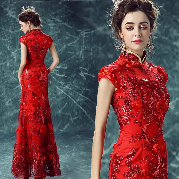 red designer dress