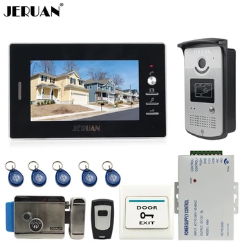 

JERUAN Brand New 7" Color Screen Video DoorPhone Intercom System 1 Monitor + 700TVL RFID Access Camera + E-lock In Stock