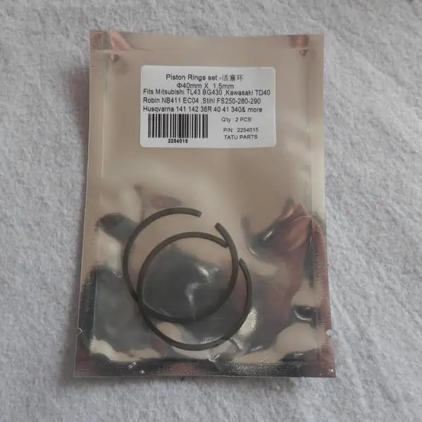4 PCS X PISTON RING SET 40MM X1.5MM FOR TL43 TD40 NB411 EC04 G45L G4K SUM421 Efco 460 JONSERED 2041 ALPINA 400 Shindaiwa B45 141
4 PCS X PISTON RING SET 40MM X1.5MM FOR TL43 TD40 NB411 EC04 G45L G4K SUM421 Efco 460 JONSERED 2041 ALPINA 400 Shindaiwa B45 141
