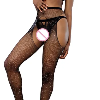 Erotic Women's Sexy Transparent Lingerie Female Rhinestone Stockings Long Mesh Thigh High Fishnet Stockings Open Crotch Mujer c
Erotic Women's Sexy Transparent Lingerie Female Rhinestone Stockings Long Mesh Thigh High Fishnet Stockings Open Crotch Mujer c