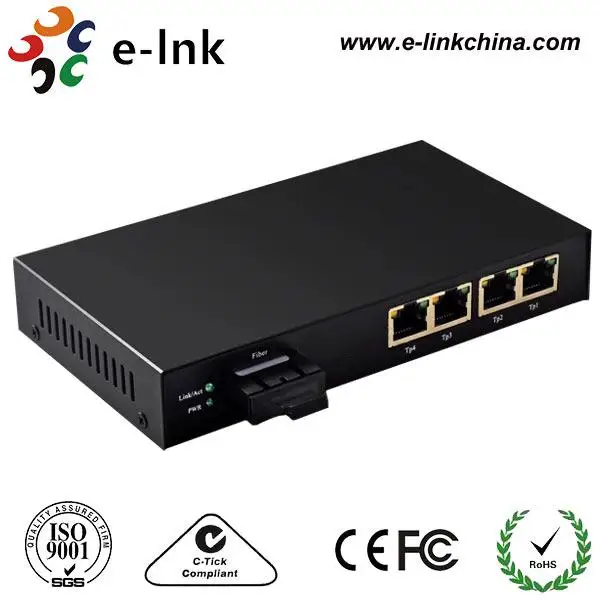 10/100Base-T to 100Base-F fiber switch with 1 Fx Port + 4 RJ-45 Ports, Single Mode, 20km
10/100Base-T to 100Base-F fiber switch with 1 Fx Port + 4 RJ-45 Ports, Single Mode, 20km